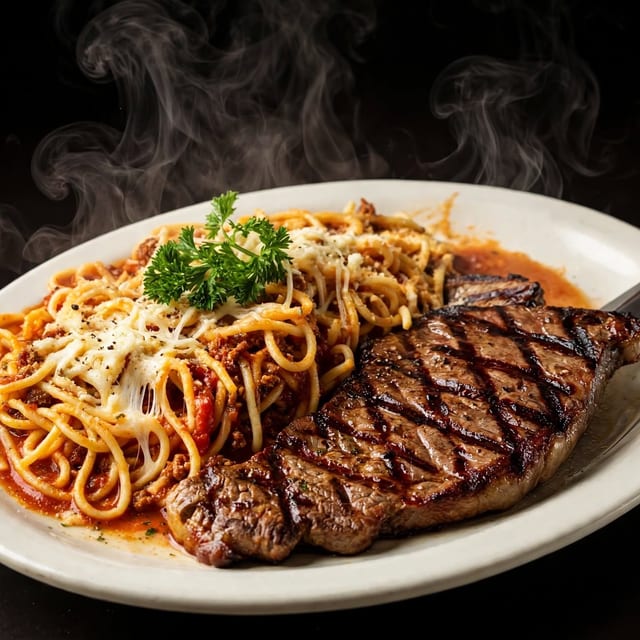 New York Steak & Spaghetti.