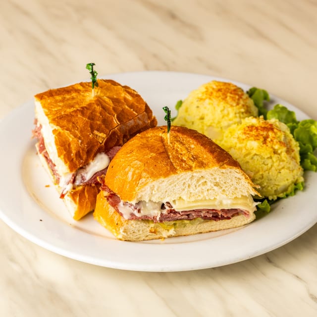 Hot Corned Beef Sandwich.