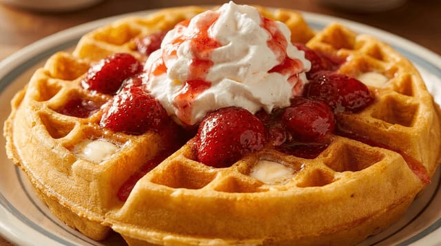 Strawberry & Whip Cream Waffle.