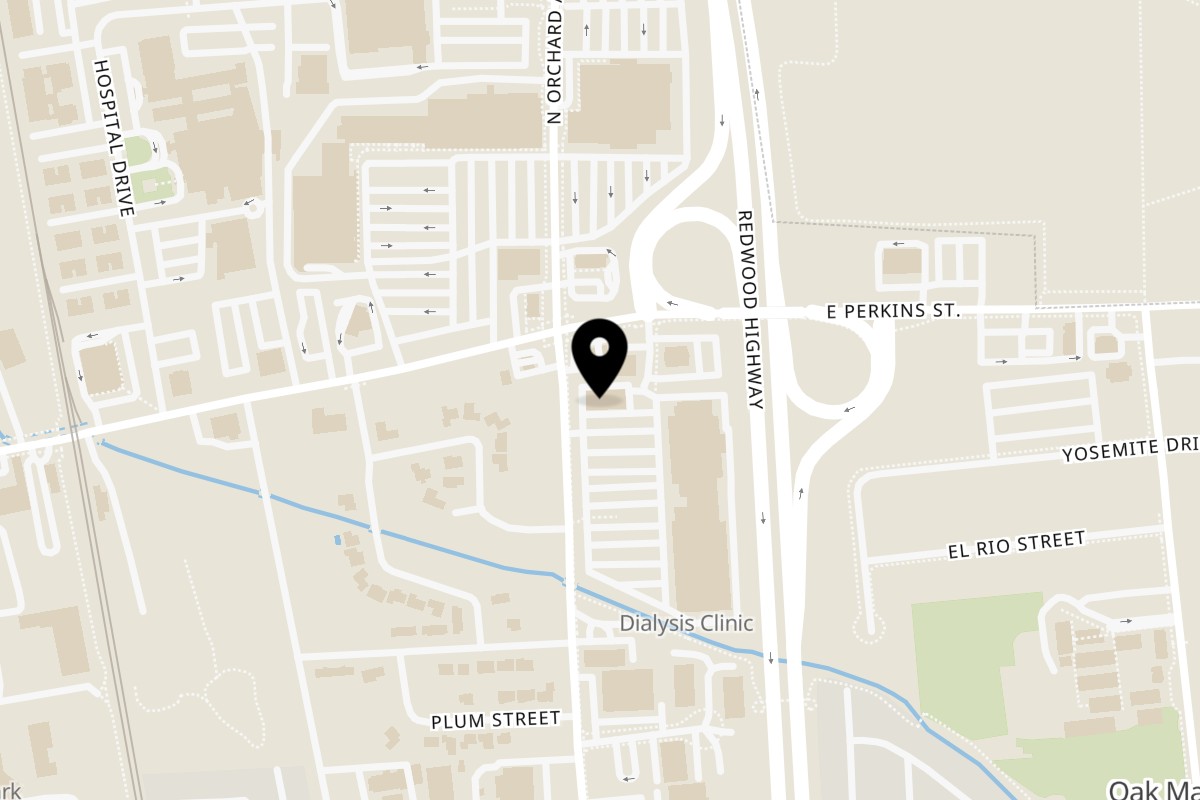 Map showing the location of Star's Restaurant on 115 S Orchard Ave in Ukiah